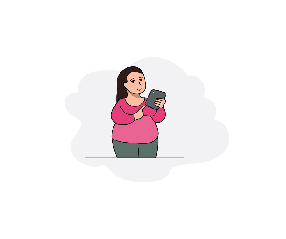 Illustration of a teacher reading from her tablet